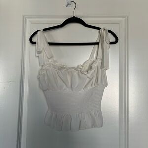 Aritzia White Ruffled Camisole